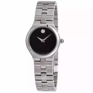 New Movado Juro Women's Stainless Steel Black Dial Watch 0607444